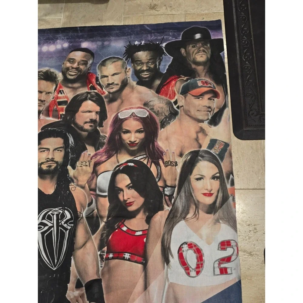 WWE Wrestling Legends Duvet Bed Cover‎ Lightweight 2015 Rock Austin EUC FULL
